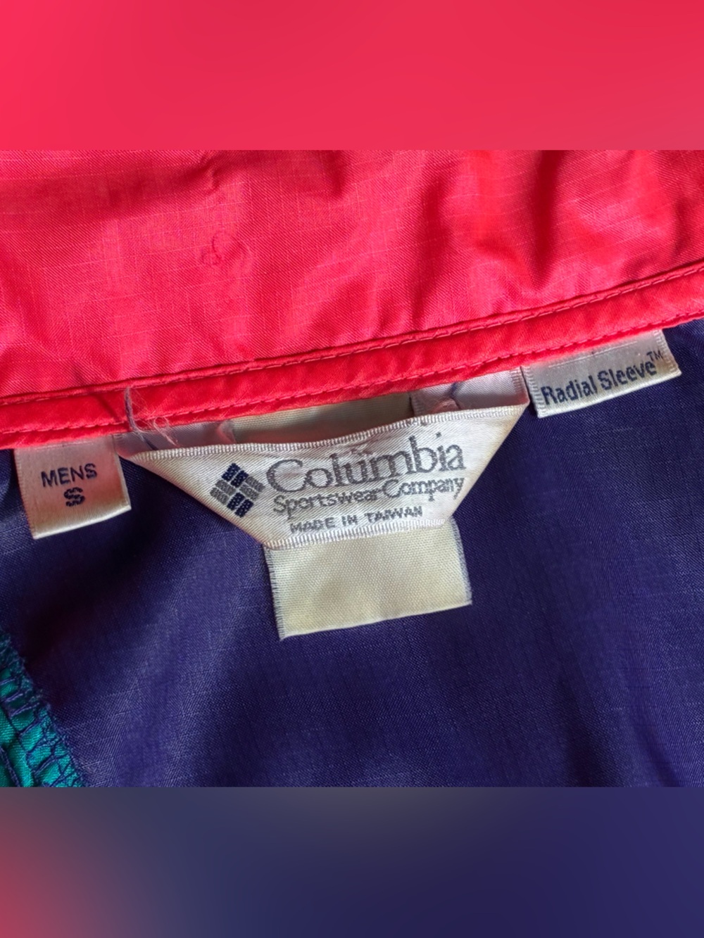 Columbia Sportswear VINTAGE 90's Neon Ripstop Pullover Windbreaker Men's Small - Picture 4 of 11
